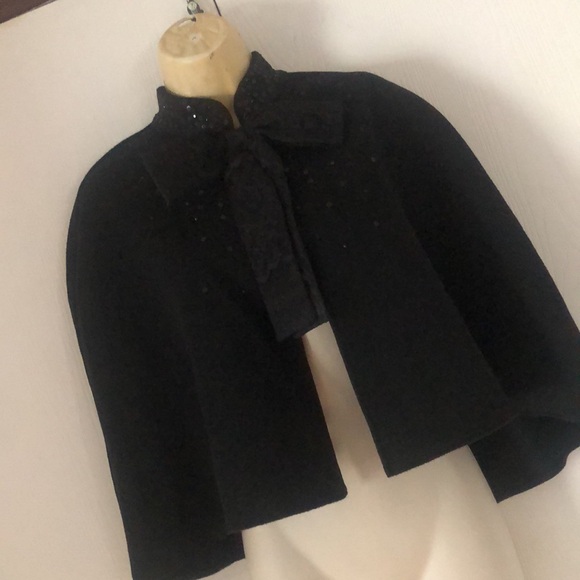 Woman’s wool warm fall black rare PrabalGurung black cape - Picture 3 of 9